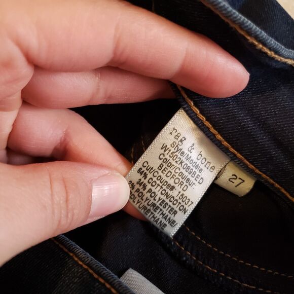 rag & bone Women's  High Rise Skinny Ankle Jean in Dark Blue Size 27 - Picture 11 of 12